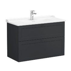 Vitra Root Classic 68894 Lavabo Dolabı, İki Çekmeceli, 100 Cm, Mat Grafit, Klasik Lavabolu